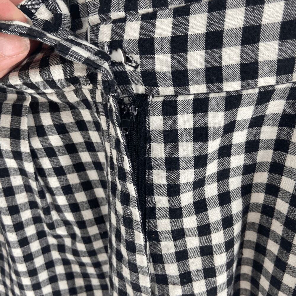 Traf Collection Women's Black & White Checkered paperbag pant Size M - Picture 6 of 6
